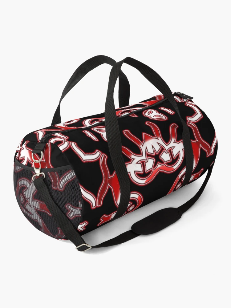 Thumbnail 2 of 3, Duffle Bag,  *Funny Unique Geometric Abstract Red White Rabbit Pattern* designed and sold by Ralek.