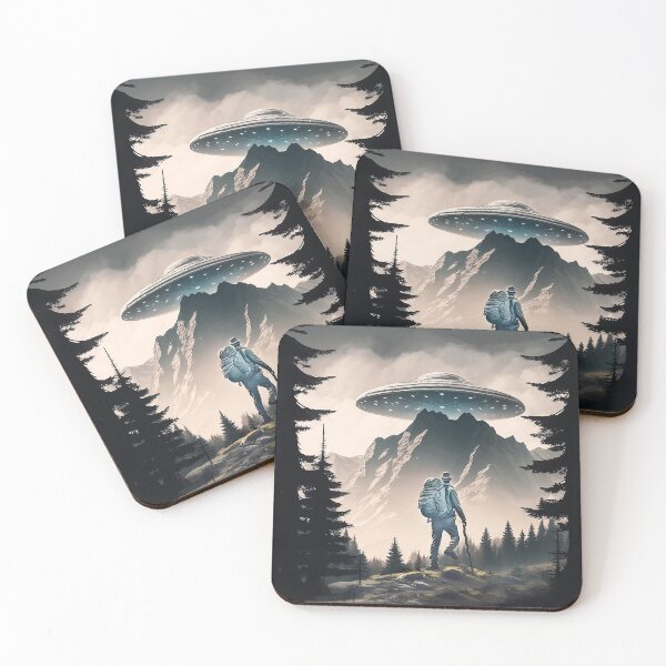 Item preview, UFO and Hiker in Mountains  designed and sold by candiscamera.