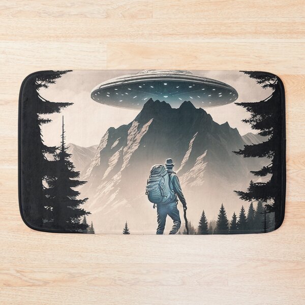 Item preview, UFO and Hiker in Mountains  designed and sold by candiscamera.