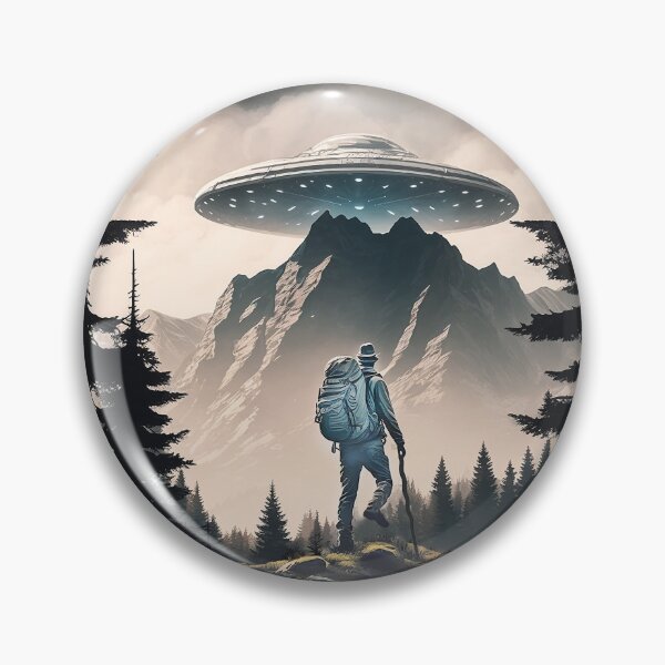 Item preview, UFO and Hiker in Mountains  designed and sold by candiscamera.