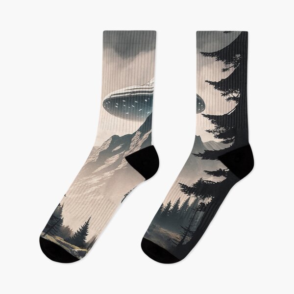 Item preview, UFO and Hiker in Mountains  designed and sold by candiscamera.