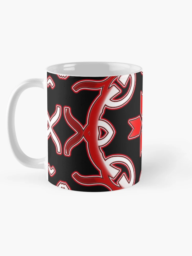 Thumbnail 5 of 6, Coffee Mug, *Funny Unique Geometric Abstract Red White Rabbit Pattern* designed and sold by Ralek.