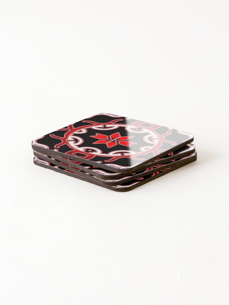 Thumbnail 4 of 5, Coasters (Set of 4),   *Funny Unique Geometric Abstract Red White Rabbit Pattern* designed and sold by Ralek.