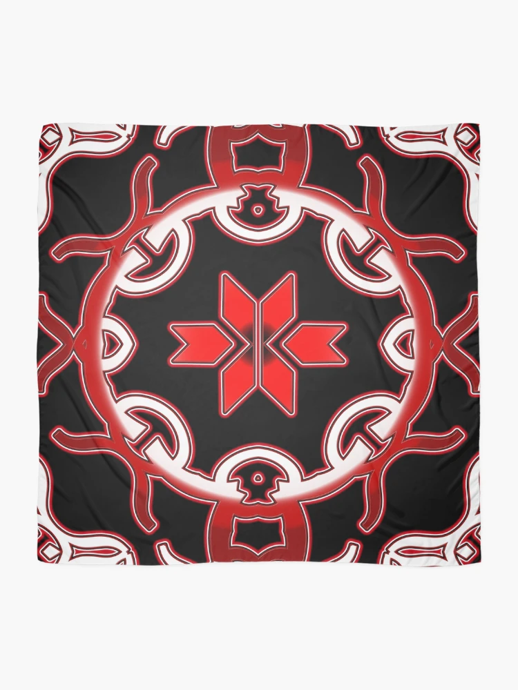 Thumbnail 2 of 3, Scarf, *Funny Unique Geometric Abstract Red White Rabbit Pattern* designed and sold by Ralek.