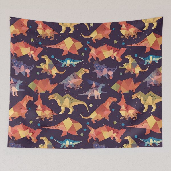 Item preview, Dino Dots: Origami Dinosaurs in a Vibrant Galactic Pattern designed and sold by arbaxas.