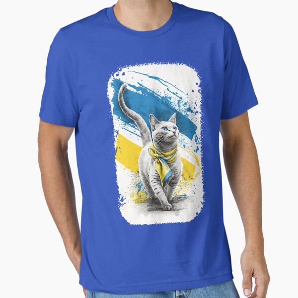 Item preview, adorable brave cat with Ukrainian flag, Ukrainian cat, watercolor  designed and sold by Anastasias-Shop.