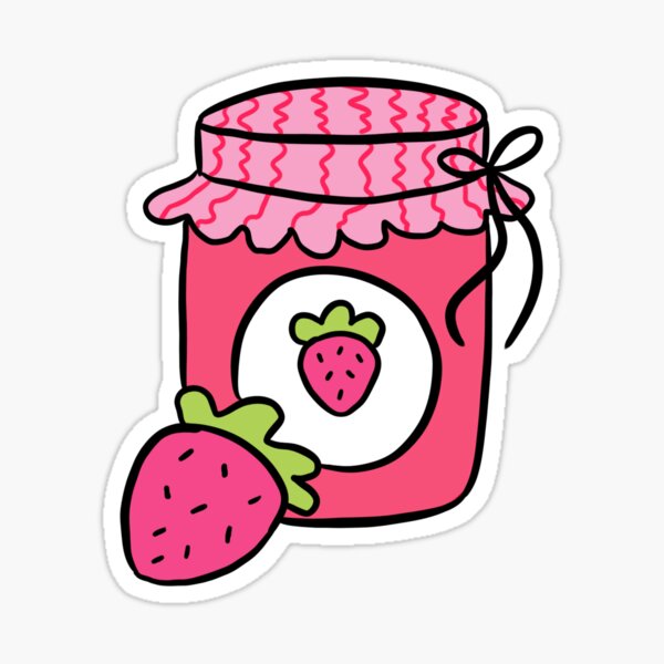Cute strawberry jam illustration  Sticker for Sale by Yarafantasyart