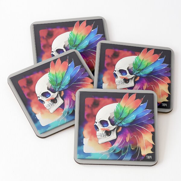 Item preview, Feather Crown Clown Skull Rainbow Wave Artwork designed and sold by McCallnWaldo.