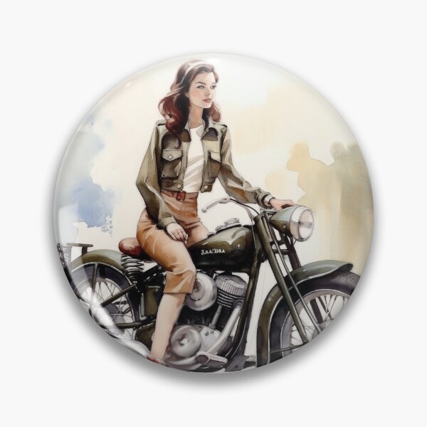 Item preview, Watercolor 1940s Bobber Motorcycle, Pinup Girl designed and sold by Richard Montag.