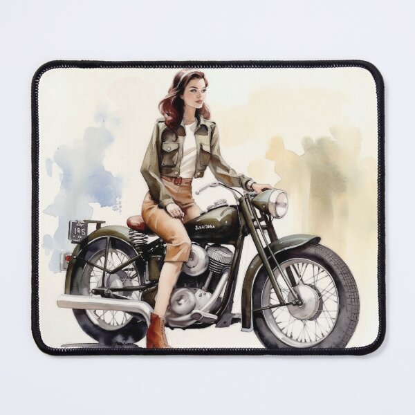 Item preview, Watercolor 1940s Bobber Motorcycle, Pinup Girl designed and sold by Richard Montag.