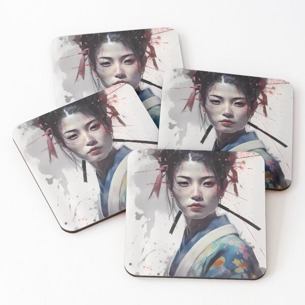 Item preview, Portrait in Ink Splash of Samurai Geisha Warrior designed and sold by Mitch-Angelo.
