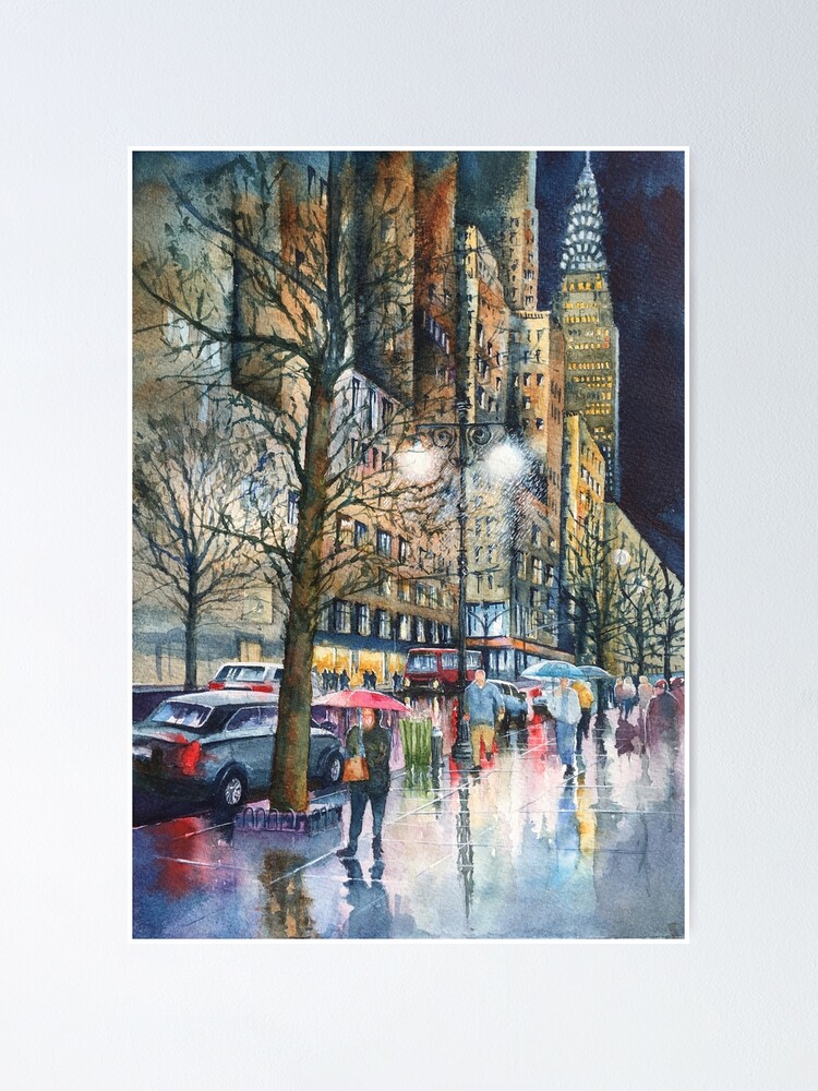 New York On A Rainy Day Poster By Gordonwhite Redbubble