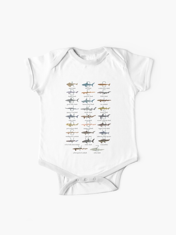 "Sharks Alphabet Shirt" Baby One-Piece For Sale By Babybigfoot | Redbubble