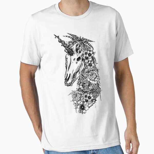 Item preview, Floral Unicorn Skeleton Shirt for Unicorn Goth Lovers designed and sold by GraphicRhythm.