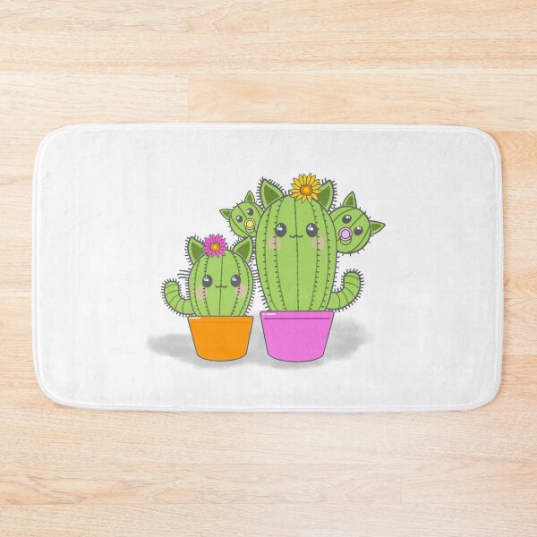 Item preview, Single parent catcus family with flowers in orange and pink pots  designed and sold by QuirkyCatz.