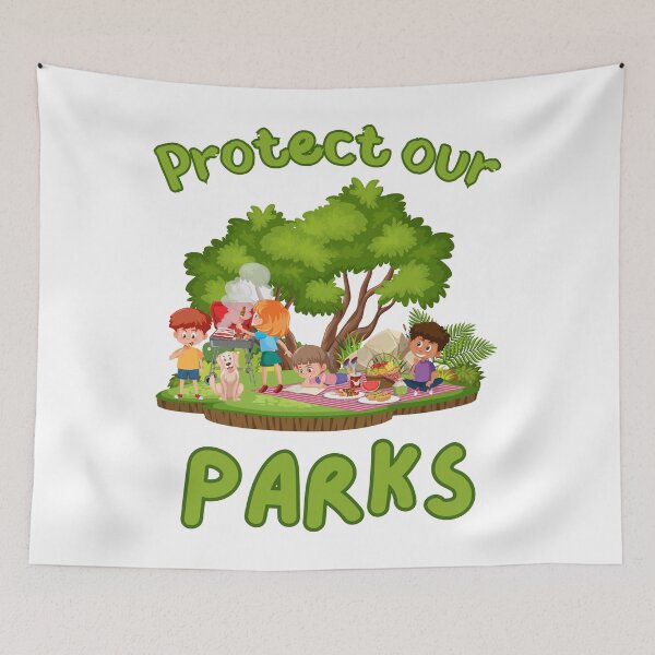 Item preview, Protect Our Parks - Joyful Friends BBQ & Picnic Scene in a Lush Green Park designed and sold by ElLocoMus.