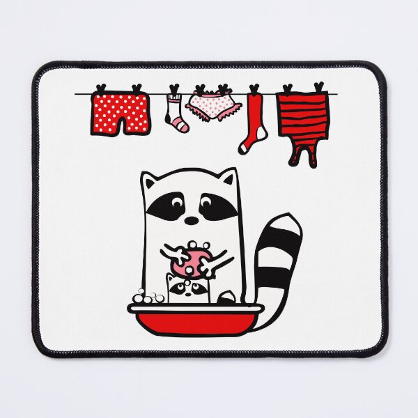 Item preview, Raccoon rinser. A large raccoon bathes a small raccoon, lathers it. designed and sold by Olga Berlet.