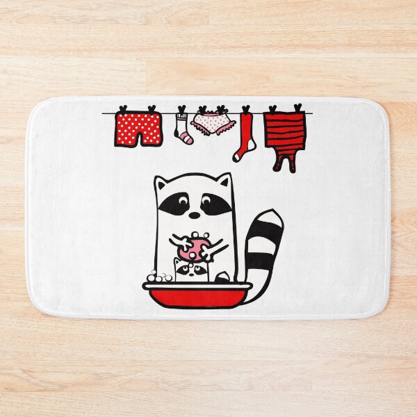 Item preview, Raccoon rinser. A large raccoon bathes a small raccoon, lathers it. designed and sold by Olga Berlet.