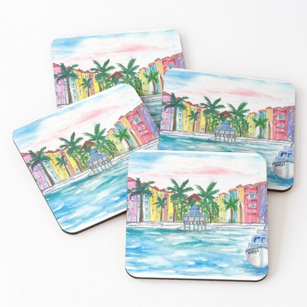 Item preview, Naples Florida Amazing Waterfront Promenade with Boat designed and sold by artshop77.
