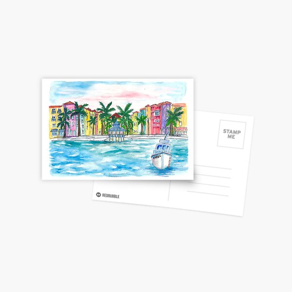 Item preview, Naples Florida Amazing Waterfront Promenade with Boat designed and sold by artshop77.