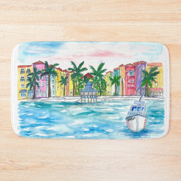 Item preview, Naples Florida Amazing Waterfront Promenade with Boat designed and sold by artshop77.