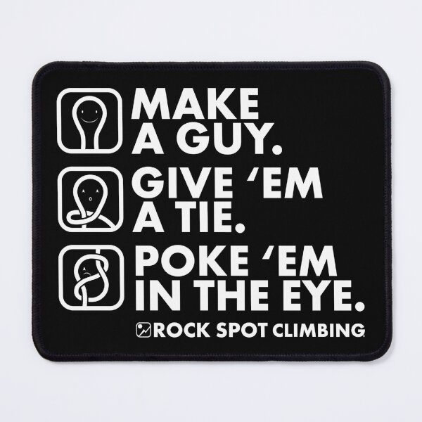 Item preview, Figure 8 Knot: guy - white text designed and sold by Rock Spot Climbing.