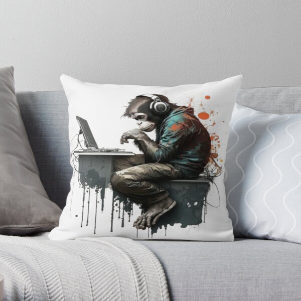 Custom Banksy Monkey Funny Throw Pillow By Mdk Art - Artistshot