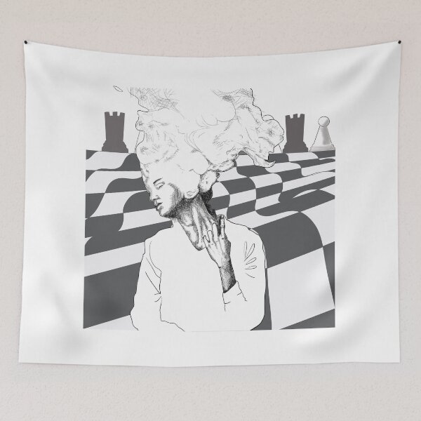 Item preview, Black and white caos chess girl designed and sold by ArtGozde.