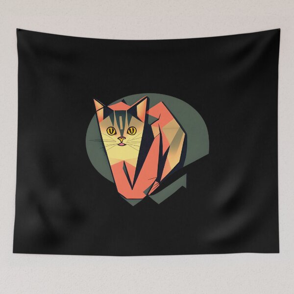 Item preview, Geometric cute Cat abstract and colorful vintage palette designed and sold by Teescount.