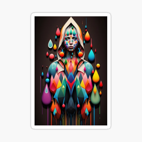 Artikel-Vorschau von Pattern organic coloured drops Young Woman geometric, designt und verkauft von G-M-Designs.