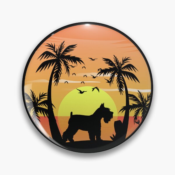 Item preview, Miniature Schnauzer Dog Surfing Beach Sunset Palm Trees designed and sold by CuteDesigns1.