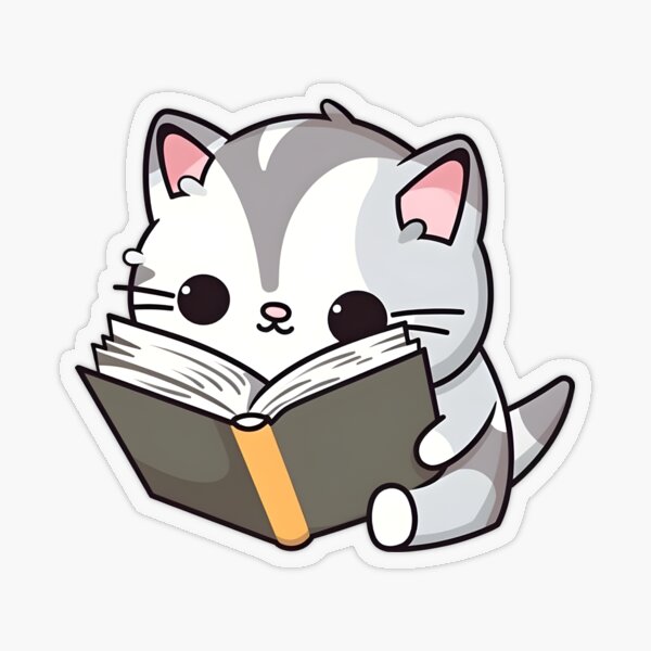 Kawaii Cat Reading A Book - Dibujo De Gato Kawaii Leyendo - Free