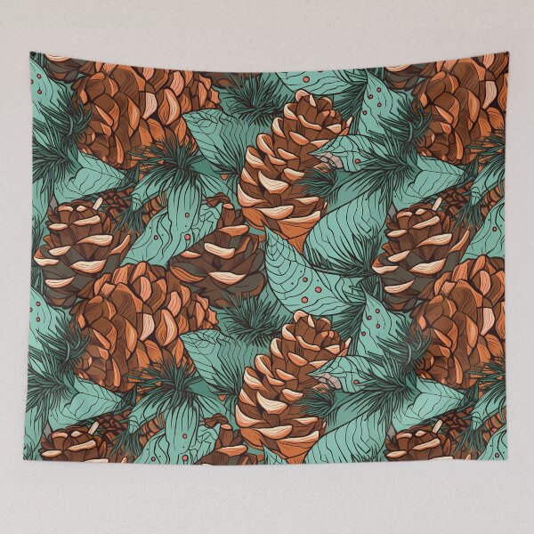 Item preview, Pine cone pattern with leaves designed and sold by randrdesign.