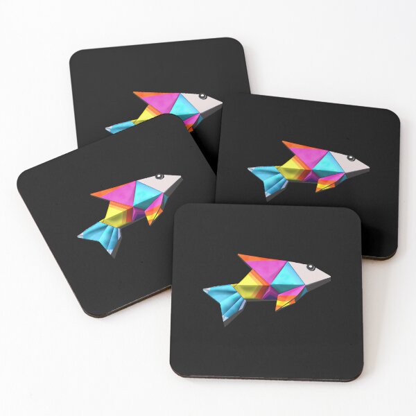 Artikelvorschau, Geometrischer Fisch, abstraktes, farbenfrohes Regenbogen-Farbschema im Origami-Stil entworfen und verkauft von Teescount.