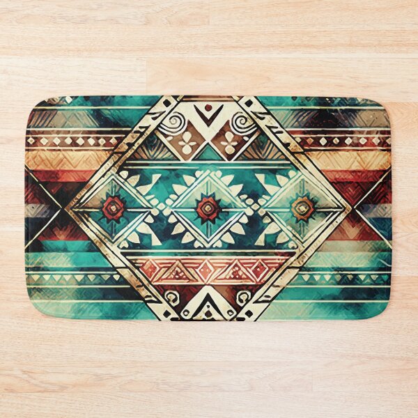 Aperçu de l'œuvre Un motif bohème aztèque turquoise et sable du sud-ouest - Motifs Boho Chic créée et vendue par GVRDesign.