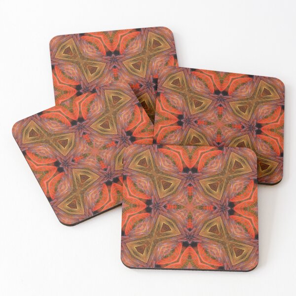 Item preview, four octagonal blocks on orange feathered ground designed and sold by effervescence.