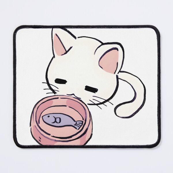 Item preview, I Draw Lucky Star White Cat Eating Fish designed and sold by CliffADanna.