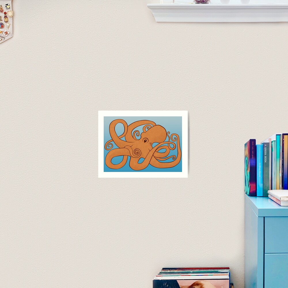 Octopoda (Orange & Blue) Art Print