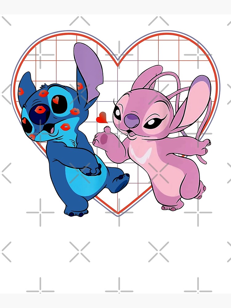 Lilo and Stitch Valentines Day Angel Cute and Fluffy Art Print by