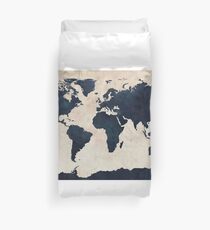 Weltkarte Distressed Navy Bettbezug