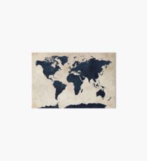 World Map Distressed Navy Art Board