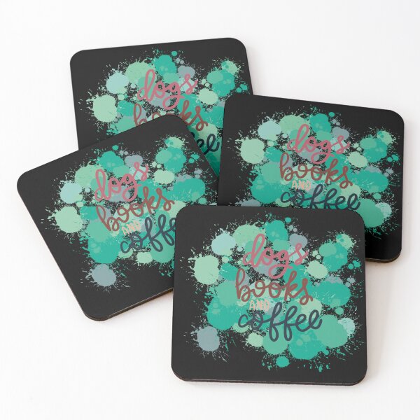 Item preview, Dogs Books and Coffee teal designed and sold by chuckletuckle.