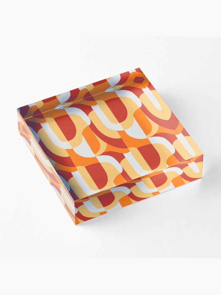Alternate view of Orange Abstract Retro Pattern Acrylic Block