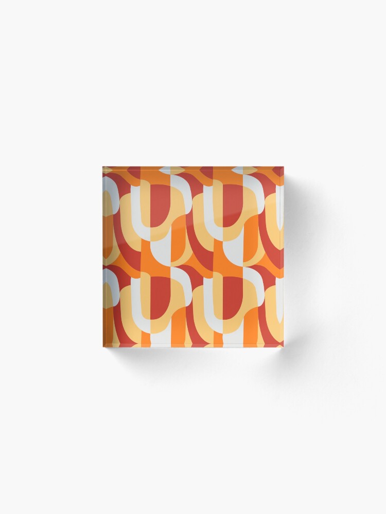 Alternate view of Orange Abstract Retro Pattern Acrylic Block