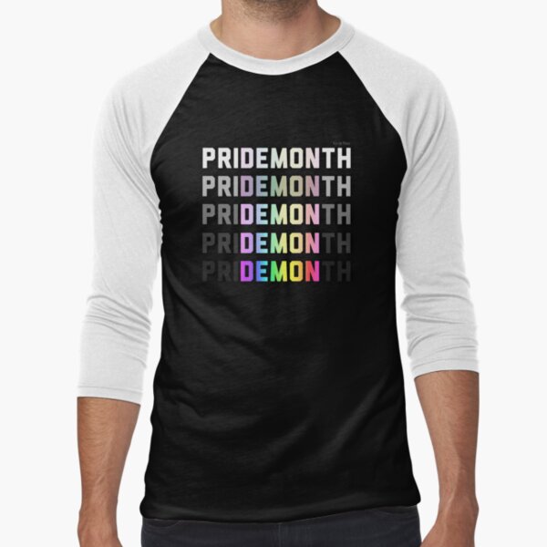 PriDEMONth black Baseball ¾ Sleeve T-Shirt