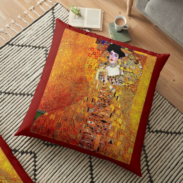 LADY IN GOLD : Gustav Klimt 1912 High Definition Painting Print Floor Pillow