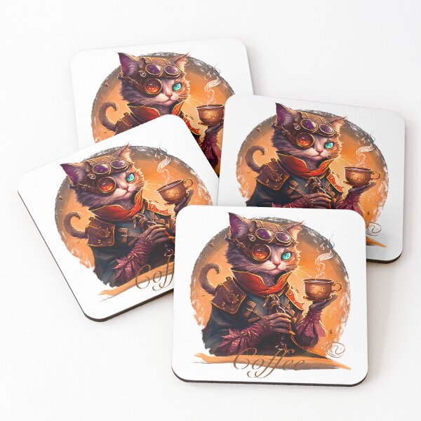 Item preview, Cat coffee steam punk  designed and sold by nemfisart.