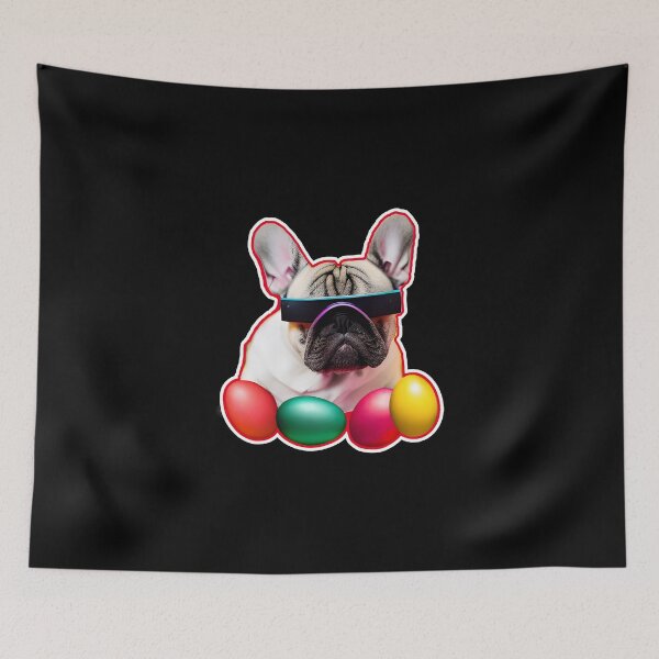 Item preview, Easter French Bulldog Egg Hunting Vaporwave Beach Vibe designed and sold by at85productions.