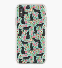 Vinilo o funda para iPhone Labrador Retriever labrador floral negro perro raza floral debe tener regalos amantes de los perros