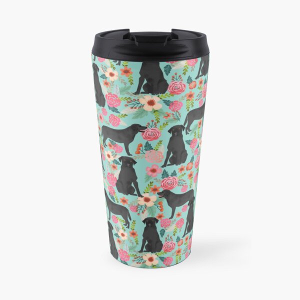 Labrador Retriever black lab floral dog breed florals must have gifts dog lovers Travel Mug